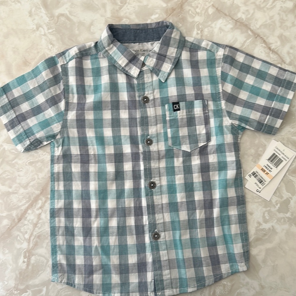 NWT Calvin Klein Jeans toddler plaid button down